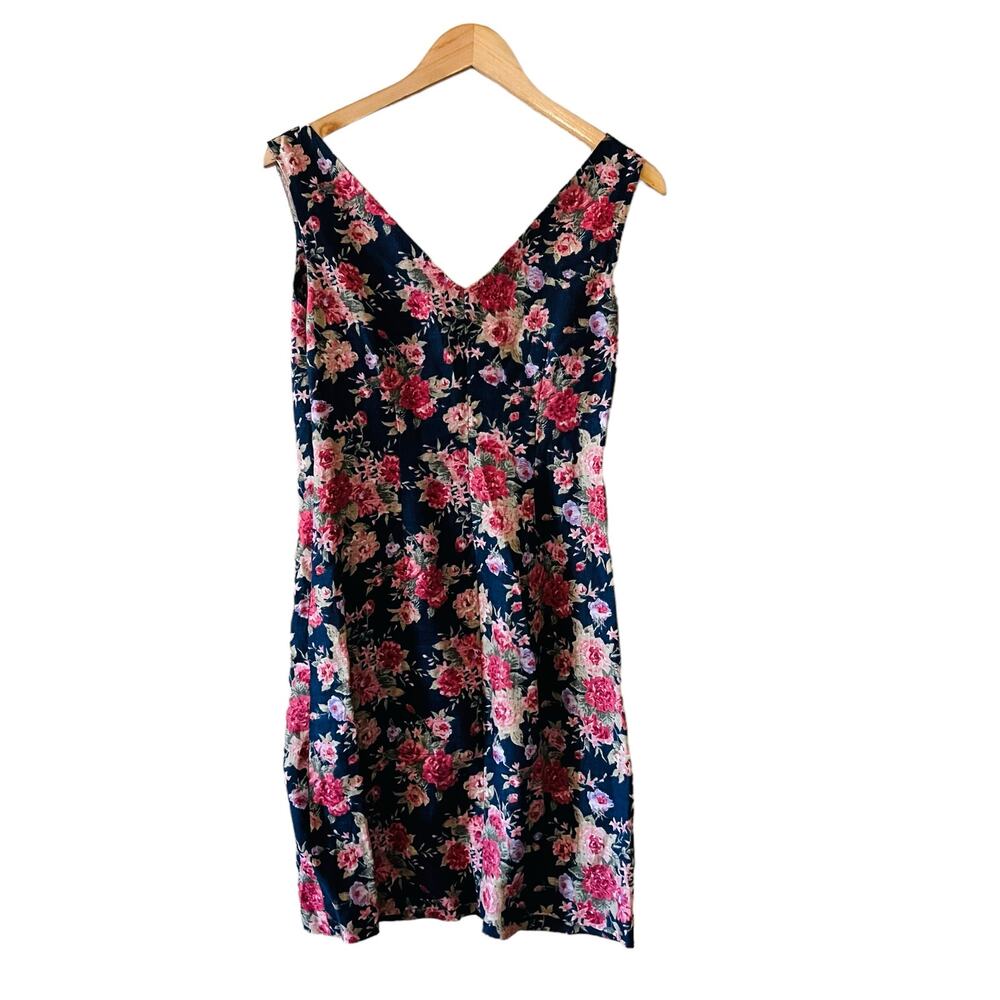 Boston Proper Linen Floral Sleeveless Sheath Dress Size 4 Multicolored